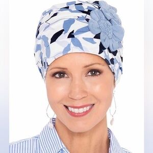 Cardini for Headcovers unlimited blue floral headcover for hair loss